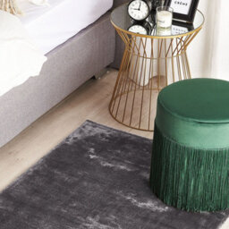 Beliani Hand-Woven Viscose And Cotton Area Rug Dark Grey Low Pile 80 X 150 Cm - thumbnail 2