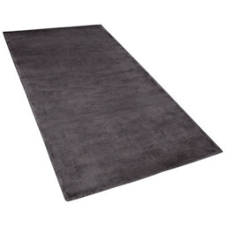 Beliani Hand-Woven Viscose And Cotton Area Rug Dark Grey Low Pile 80 X 150 Cm - thumbnail 3