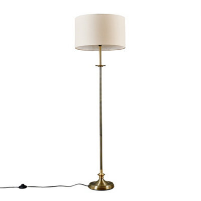 Valuelights Belmont Traditional Style Antique Brass Sconce Floor Lamp With Beige Drum Shade - Includes 6W Led Bulb 3000K - image 1