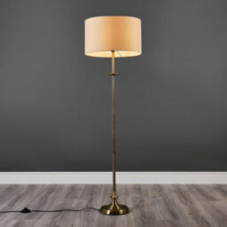 Valuelights Belmont Traditional Style Antique Brass Sconce Floor Lamp With Beige Drum Shade - Includes 6W Led Bulb 3000K - thumbnail 2