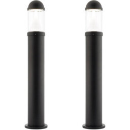 2 Pack Outdoor Bollard Post Light - 20W Cct Led Module - Textured Black Finish