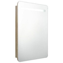 Berkfield Stylish Led Bathroom Mirror Cabinet Oak 60X11X80 Cm - thumbnail 1
