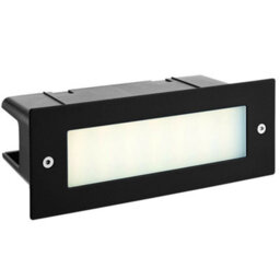 Ip44 Led Full Brick Light Textured Black & Plain Frosted Glass 3.5W Cool White