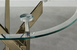 Furniturebox Novara Round Tempered Glass Side End Table With Angled Starburst Gold Chrome Metal Legs For Modern Glam Living Room - thumbnail 4