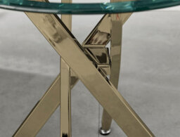 Furniturebox Novara Round Tempered Glass Side End Table With Angled Starburst Gold Chrome Metal Legs For Modern Glam Living Room - thumbnail 2