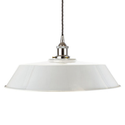 Pale Grey Large Chancery Painted Dome Pendant Light With Nickel Lamp Holder And Grey Twisted Cable - Se Home - image 1