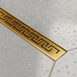 Iinsl8 Linear Wet Room Tile-On Shower Tray With Gold Grate Greek - 800 X 800 X 25mm - thumbnail 5