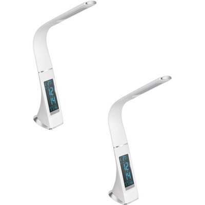 Set Of 2 Modern White Touch Table Lamps With Dimming And Clock Features - image 1