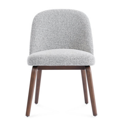 Hearthwood Set Of 2 Light Grey Bouclé Dining Chairs With Walnut Effect Ash Solid Wood Frame - image 1
