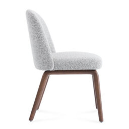 Hearthwood Set Of 2 Light Grey Bouclé Dining Chairs With Walnut Effect Ash Solid Wood Frame - thumbnail 4