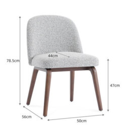 Hearthwood Set Of 2 Light Grey Bouclé Dining Chairs With Walnut Effect Ash Solid Wood Frame - thumbnail 8