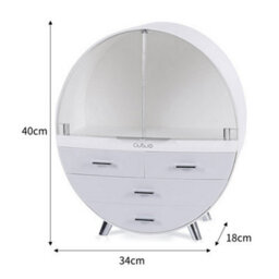 Living And Home Grey Tiered Dustproof Round Desktop Makeup Organizer Cosmetic Storage Box With 4 Drawers - thumbnail 5