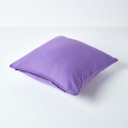 Homescapes Cotton Plain Purple Cushion Cover, 30 X 30 Cm - thumbnail 3