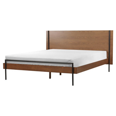 Beliani Bed Libermont 160 X 200 Cm (Eu King Size) Dark Ash Wood - image 1
