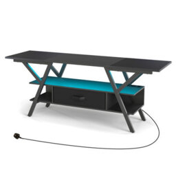 Gainoom Black Tv Stand For 65Inch Tvs 3-Tier Entertainment Center With Led Lights & Power Outlets - thumbnail 9