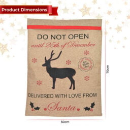 Neel Blue Hessian Christmas Santa Reindeer Sack - 70Cm X 50Cm - thumbnail 2