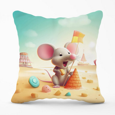 Warren Reed Designer A Mouse On A Beach Holiday Outdoor Cushion 45Cm X 45Cm - image 1
