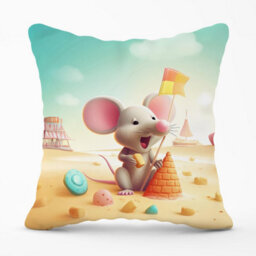 Warren Reed Designer A Mouse On A Beach Holiday Outdoor Cushion 45Cm X 45Cm - thumbnail 1