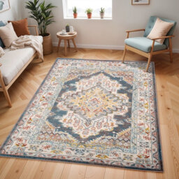 Livabliss Ankara-Vintage Brown Yellow Red Traditional Boho Living Dining Bedroom Rug 160 X 213 Cm Easy Care, Non Shedding - thumbnail 2
