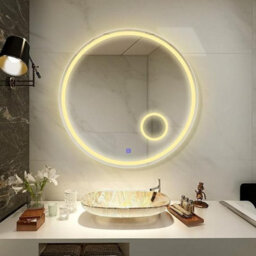 Biznest 60X60 Cm Led Round Lighted Bathroom Wall Mirror 3 Color Light Touch Switch With Fog Pad (60X60 Cm Round Style L069) - thumbnail 1