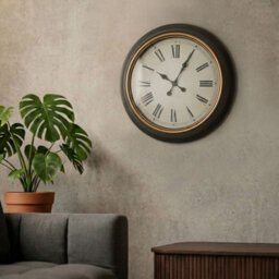 Wyld And Coco Aurora Wall Clock 63 Cm Black Vintage-Inspired Synthetic Frame - thumbnail 2
