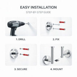 Billtix Chrome Toilet Roll Holder Wall Mounted, Modern Bathroom Toilet Paper Holder, Stainless Steel, Fits Jumbo Toilet Rolls - thumbnail 3