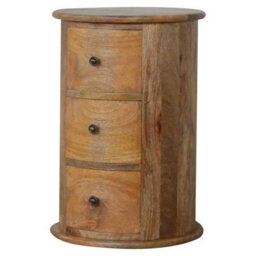 Wyld Haus Amalfi 3-Drawer Mango Wood Drum Bedside Table - thumbnail 3