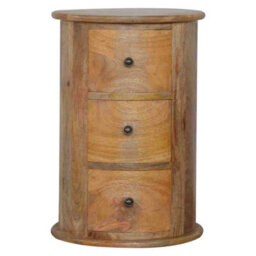 Wyld Haus Amalfi 3-Drawer Mango Wood Drum Bedside Table - thumbnail 4