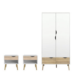 Furniture To Go Oslo 3 Piece Bedroom Set White & Oak - thumbnail 1