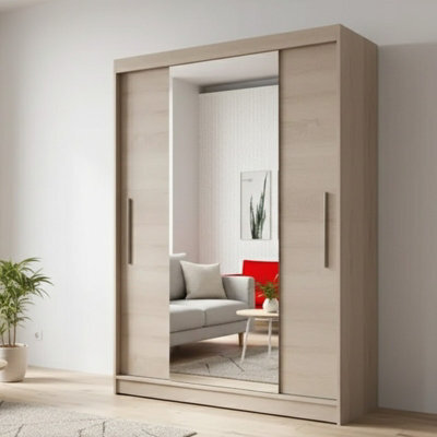 Sliding Wardrobe Neomi 01 120 Cm With Mirror Body Sonoma Front Sonoma - image 1