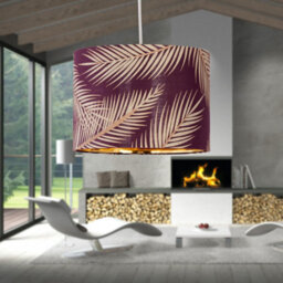 First Choice Lighting Tropica - Burgundy Gold Embossed Leaf Detail 25Cm Pendant Lamp Shade - thumbnail 4