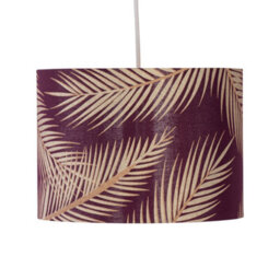 First Choice Lighting Tropica - Burgundy Gold Embossed Leaf Detail 25Cm Pendant Lamp Shade - thumbnail 2