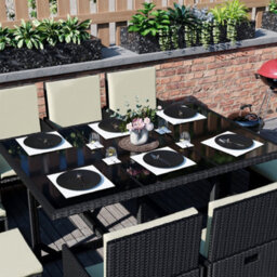 Lassic Garden Vida Cuba Black 10 Seater Rattan Garden Outdoor Ukfr Bistro Set - thumbnail 5
