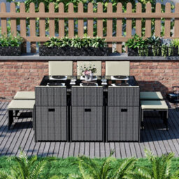 Lassic Garden Vida Cuba Black 10 Seater Rattan Garden Outdoor Ukfr Bistro Set - thumbnail 7