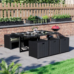 Lassic Garden Vida Cuba Black 10 Seater Rattan Garden Outdoor Ukfr Bistro Set - thumbnail 8