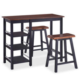 Berkfield Classic Bar Set 3 Pieces Mdf Black - thumbnail 1