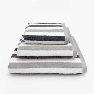 Allure Bath Fashions Cali Luxury Striped Hand Towel - Grey - image 1