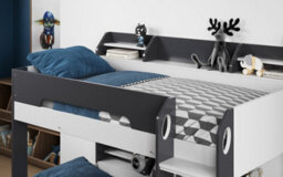 Flair Flick Bunk Bed With Shelves And Drawer - Grey - thumbnail 4