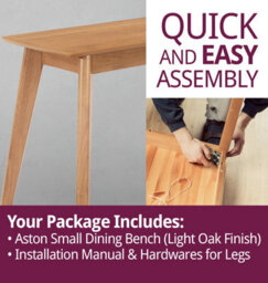 Hallowood Furniture Aston 90Cm Bench In Light Oak Finish - thumbnail 7