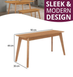 Hallowood Furniture Aston 90Cm Bench In Light Oak Finish - thumbnail 3