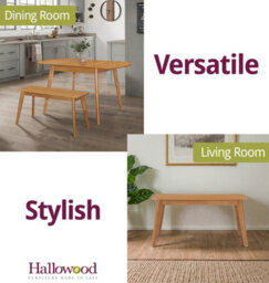 Hallowood Furniture Aston 90Cm Bench In Light Oak Finish - thumbnail 6