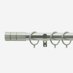 Brushed Steel 28mm Barrel Fixed Length Metal Curtain Pole  250Cm