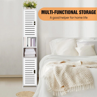 Tall Bathroom Storage Cabinet Free Standing Organizer White - image 1