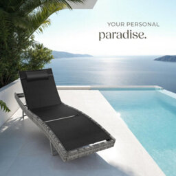 Tectake Sun Lounger Weatherproof And Uv-Resistant 6 Step Adjustable Backrest Poly Rattan  - Mottled Grey - thumbnail 8