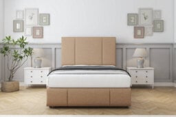 "Sloomy Lisbon Latte Dumfries Divan Bed Set 2 Drawers Left Side - 54"" Floor Standing   & 12"" Footboard 2'6 Small Single" - thumbnail 1
