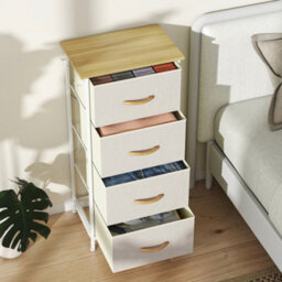 Homcom Fabric Chest Of Drawers, 4 Drawer Dresser For Bedroom, Beige - thumbnail 8