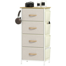 Homcom Fabric Chest Of Drawers, 4 Drawer Dresser For Bedroom, Beige - thumbnail 2