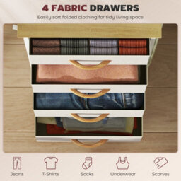 Homcom Fabric Chest Of Drawers, 4 Drawer Dresser For Bedroom, Beige - thumbnail 4