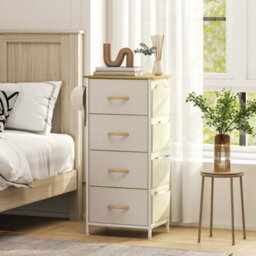 Homcom Fabric Chest Of Drawers, 4 Drawer Dresser For Bedroom, Beige