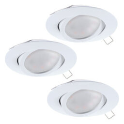 Set Of 3 White Aluminium Flush Ceiling Downlights With Gu10 5W Bulbs - thumbnail 1